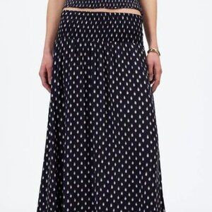 Madewell smocked waist shibori print midi skirt